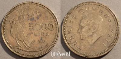 Турция 5.000 лир 1992 года, KM# 1025, 98-132