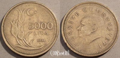 Турция 5.000 лир 1994 г., KM# 1025, 98-136