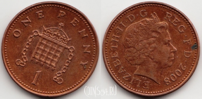 Великобритания 1 пенни 2008 года, KM# 986 54-179
