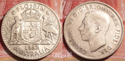 Австралия 2 шиллинга (флорин) 1952 года, Ag, KM# 48,