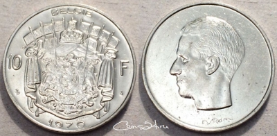 Бельгия 10 франков 1970 года, 'BELGIE', KM# 156, 88-016