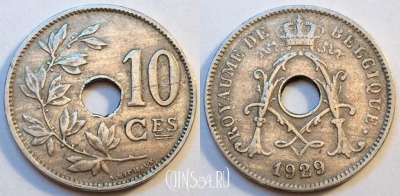 Бельгия 10 сантимов 1929 года, KM# 85, 81-067b
