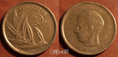 Бельгия 20 франков 1981 года, BELGIQUE, 42-100
