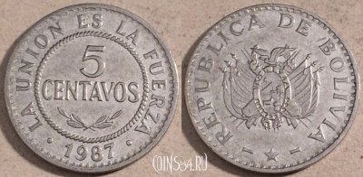 Боливия 5 сентаво 1987 года, KM# 201, 111-064