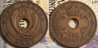Британская Восточная Африка 10 центов 1937 года, KM# 26