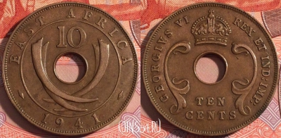 Восточная Африка 10 центов 1941 года, KM# 26, a068-079