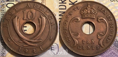 Восточная Африка 10 центов 1941 года, KM# 26, a080-007