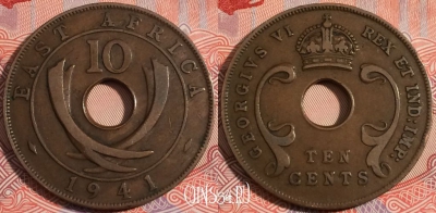Восточная Африка 10 центов 1941 года, KM# 26, a119-038