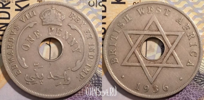 Британская Западная Африка 1 пенни 1936 года, KM# 9,