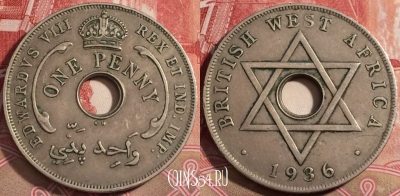 Британская Западная Африка 1 пенни 1936 года, KM# 9,