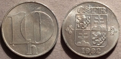 Чехословакия 10 геллеров 1992, 87-028a