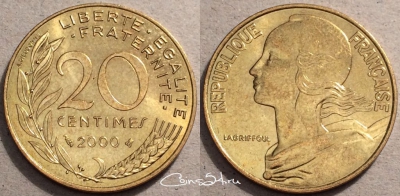 Франция 20 сантимов 2000, см. состояние, 87-063b