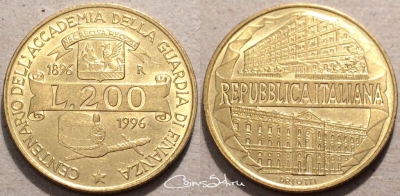 Италия 200 лир 1996 года, KM# 184, 88-003