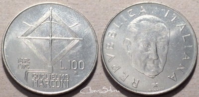 Италия 100 лир 1974 г., см. состояние, 88-009