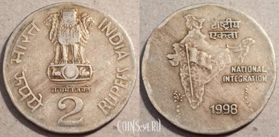 Индия 2 рупии 1998, см. состояние, 88-075