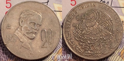 Мексика 20 сентаво 1975 года, KM# 442, 088-121
