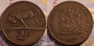 ЮАР 2 цента 1977 года, KM# 83, 88-126
