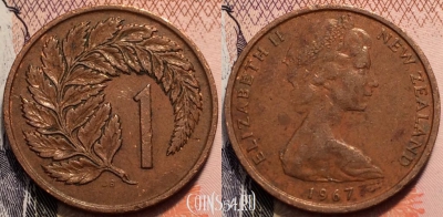 Новая Зеландия 1 цент 1967 года, KM# 31, 088-142