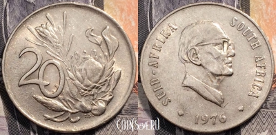 ЮАР 20 центов 1976 года, см. состояние, 91-011