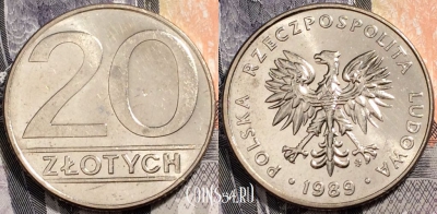 Польша 20 злотых 1989 года, см. состояние, 91-048