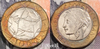 Италия 1000 лир 1998 года, см. состояние, 91-055