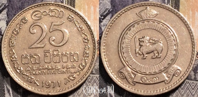 Цейлон 25 центов 1971 года, KM# 131, 91-066