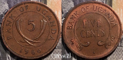 Уганда 5 центов 1966 года, см. состояние, 91-074