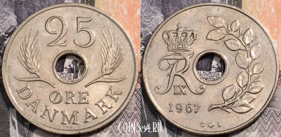 Дания 25 эре 1967 года, см. сост., 91-144