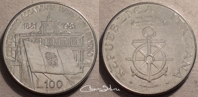 Италия 100 лир 1981 года, KM# 108, 87-049b
