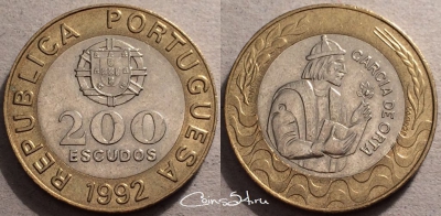 Португалия 200 эскудо 1992 года, KM# 655, 87-051b