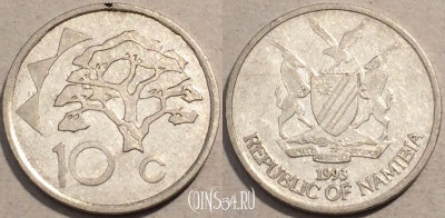 Намибия 10 центов 1993 года, KM# 2, 100-021