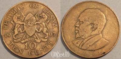 Кения 10 центов 1967 года, KM 2, 100-022
