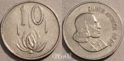 ЮАР 10 центов 1965 года, KM# 68.1, 100-038