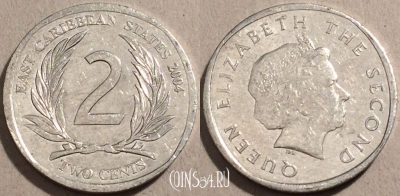 Восточные Карибы 2 цента 2004 года, KM# 35, 100-076