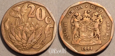 ЮАР 20 центов 1994 года, KM# 136, 100-094