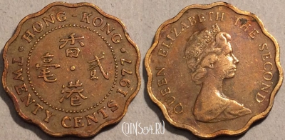 Гонконг 20 центов 1977 года, KM# 36, 100-103