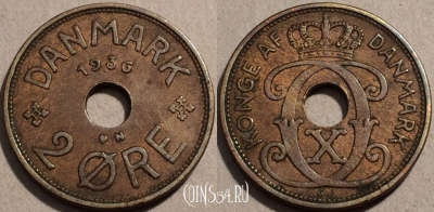 Дания 2 эре 1936 года, KM# 827, 100-109