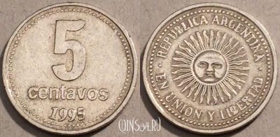 Аргентина 5 сентаво 1995 года, KM# 109a, 100-135