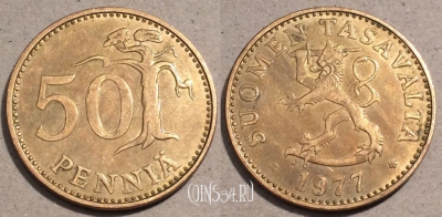 Финляндия 50 пенни 1977 года, KM# 48, 104-003