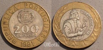 Португалия 200 эскудо 1991 год, KM# 655, 104-108