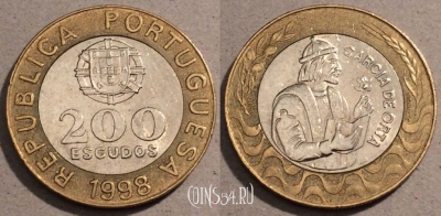 Португалия 200 эскудо 1998 года, KM# 655, 104-110