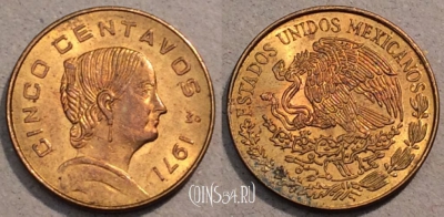 Мексика 5 сентаво 1971 года, KM# 427, 104-143