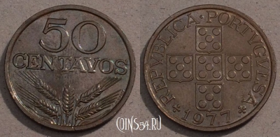 Португалия 50 сентаво 1977 г., KM# 596, 107-024