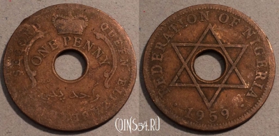 Нигерия 1 пенни 1959 года, KM# 2, 107-038