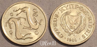 Кипр 2 цента 1988 года, KM# 54.2, 107-041