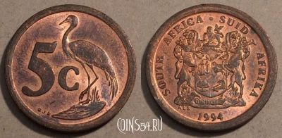 ЮАР 5 центов 1994 года, KM# 134, 107-107