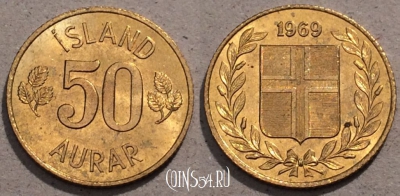Исландия 50 эйре 1969 года, KM# 17, 107-143