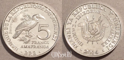 Бурунди 5 франков 2014 года, UNC, 108-019