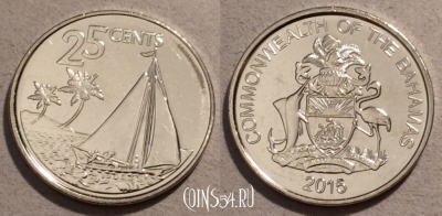 Багамы 25 центов 2015 года, UNC, 108-034