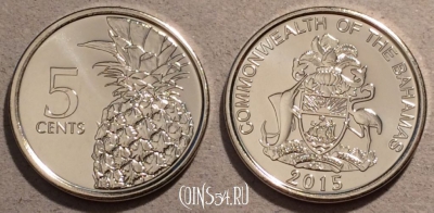 Багамы 5 центов 2015 года, UNC, 108-042